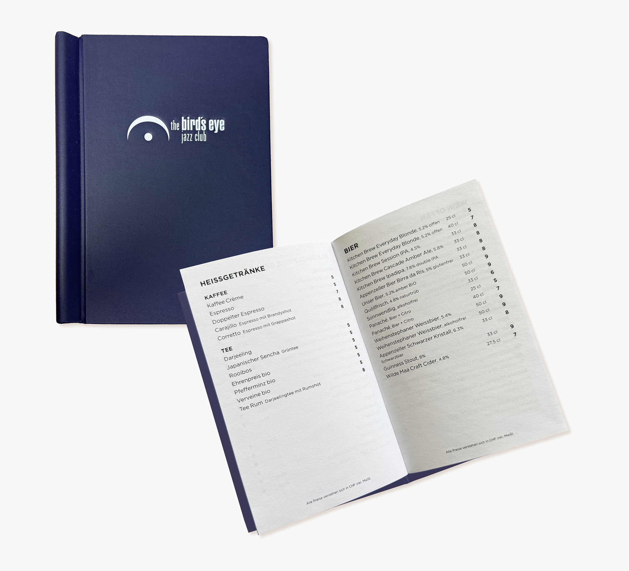 the bird’s eye jazz club getränkekarte